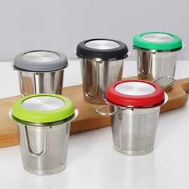 茶叶过滤器滤茶器 304不锈钢折叠把手泡茶器 带硅胶盖子茶漏茶隔