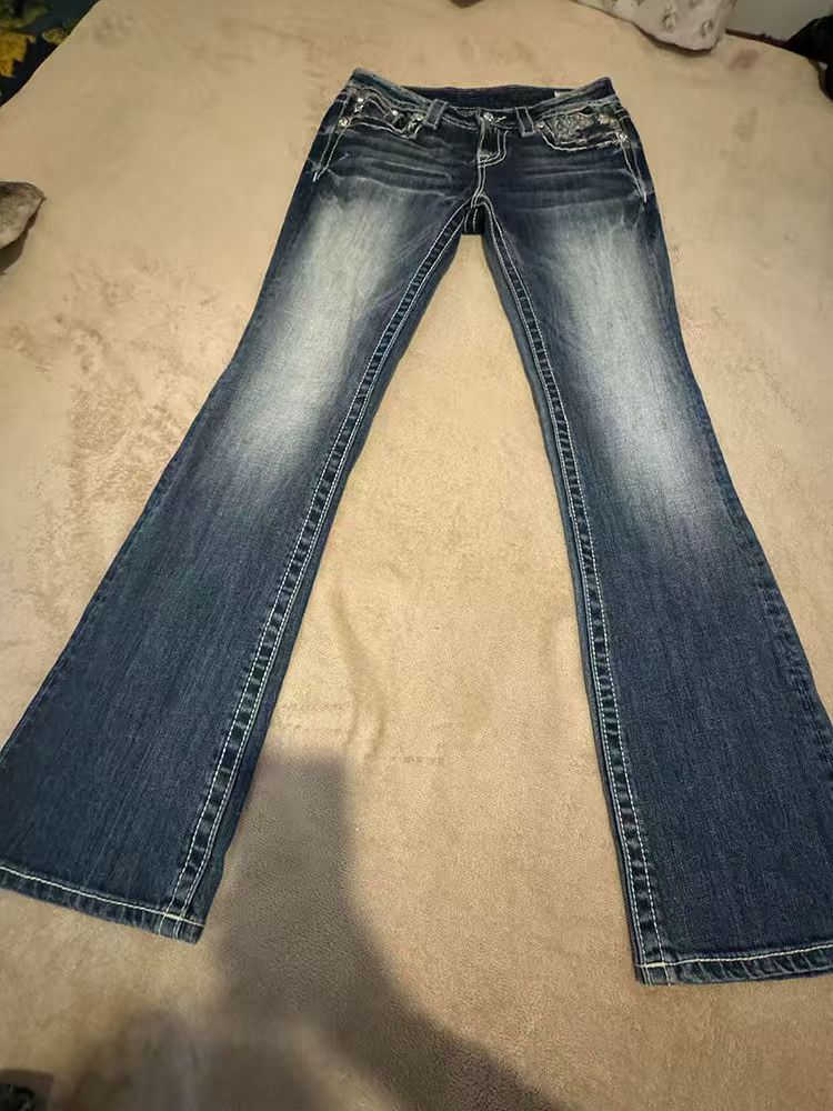 Women's Plus Size Low Rise Distressed Washed Jeans Denim Trousers_voghion.com