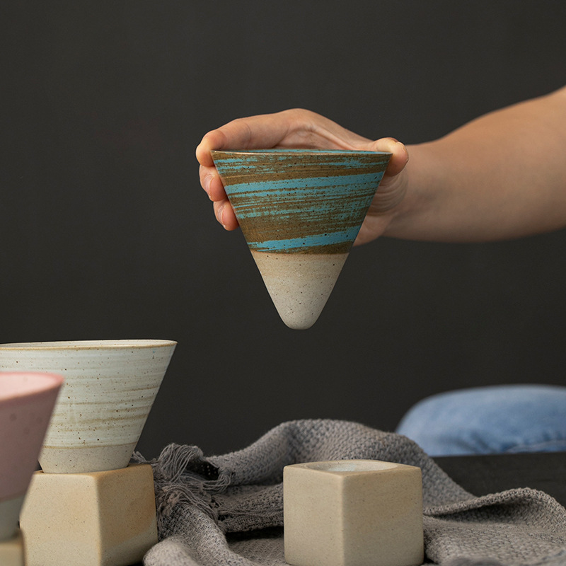 Retro de gres taza de café cubo creativo taza de té Taza de cerámica sub-máquina logotipo grabado transfronterizo taza japonesa