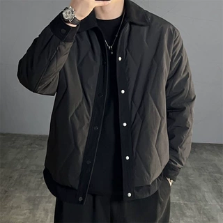 时尚宽松潮流帅气翻领夹棉保暖外套简约百搭潮美式飞行员夹克外套
