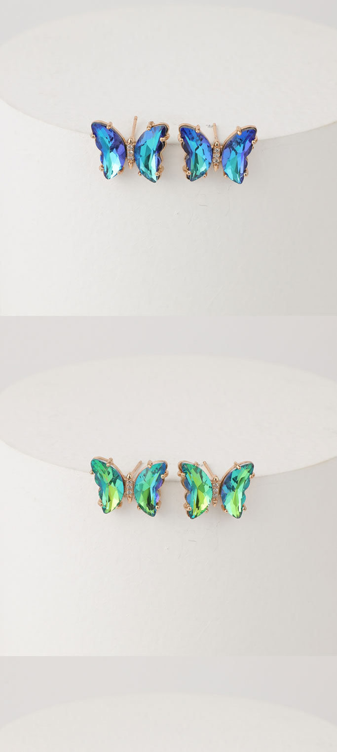 Fashion Butterfly Copper Ear Studs Zircon Copper Earrings