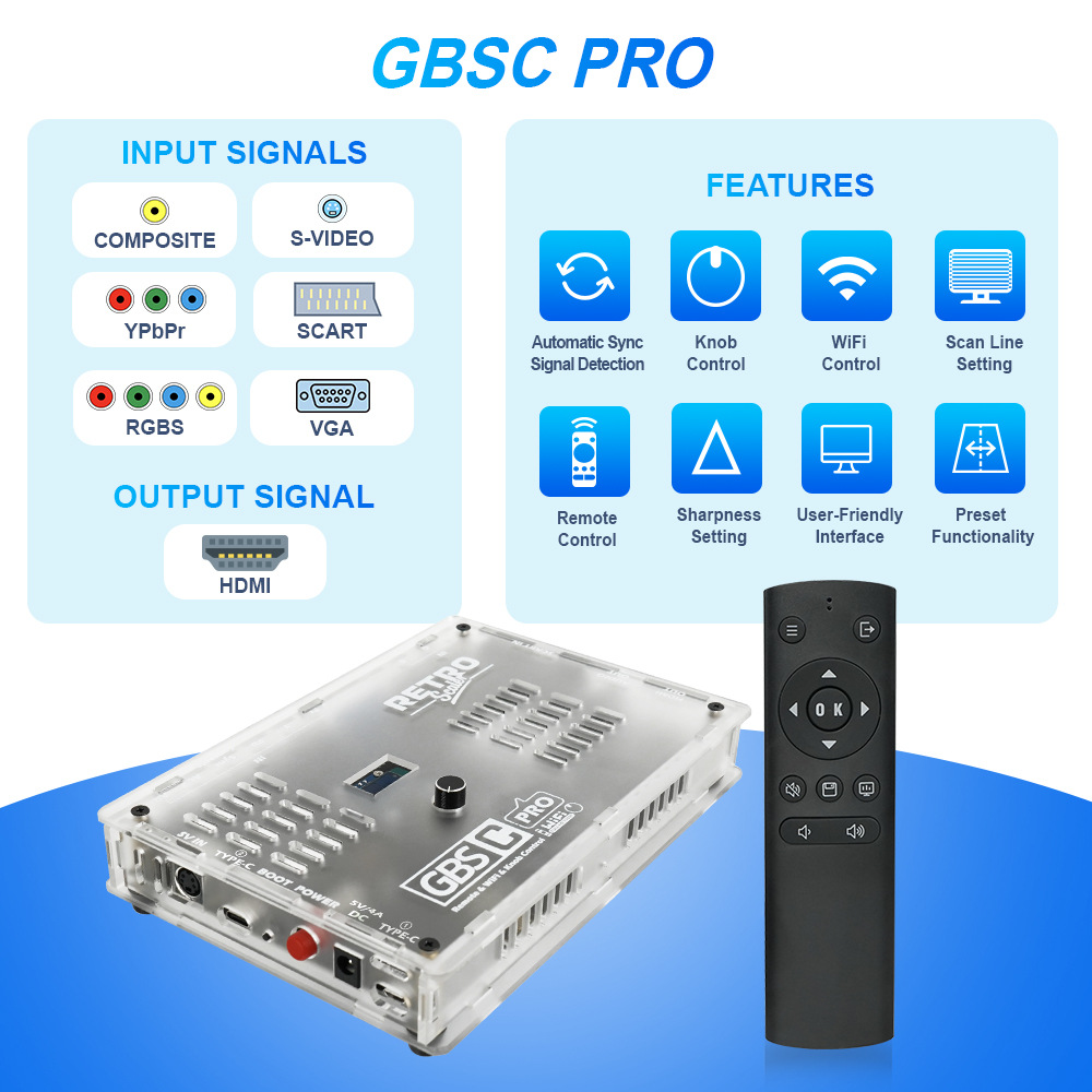 GBSC Pro Video Converter Scart/RGB/YPBPR/VGA/AV/SV to HDMI
