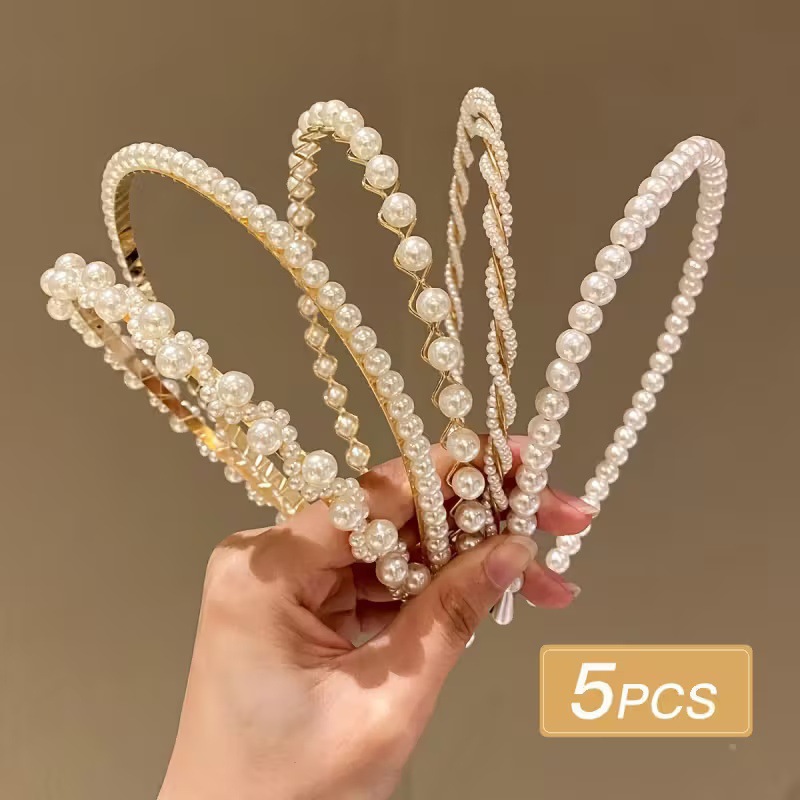 Europa y los Estados Unidos imitación de perlas de cabello retrógrado francés de verano de alto nivel sensación de cabello de la mujer nueva super inmortal lavado de la cara adornamiento para el cabello image 8