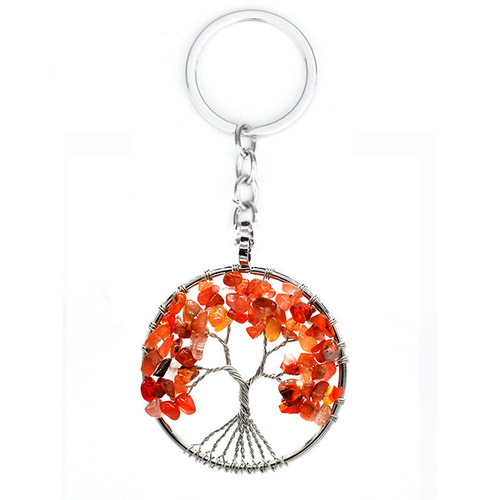 7-color stone natural crystal gravel tree of life keychain pendant money tree keychain pendant wholesale