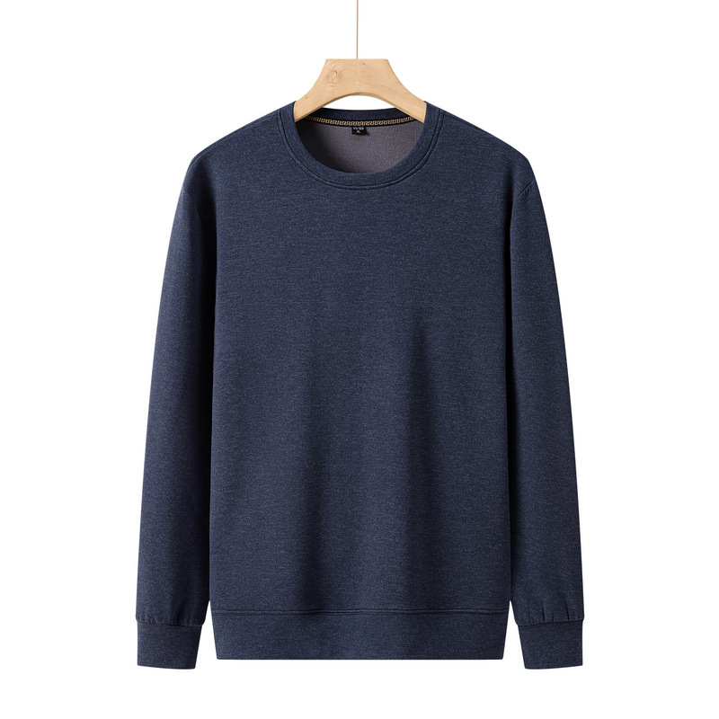 Autumn Winter New Product De Velvet Round Neck Sweatshirt Dad Outfit Men Middle-Aged And Elderly Loose Long-Sleeved_voghion.com
