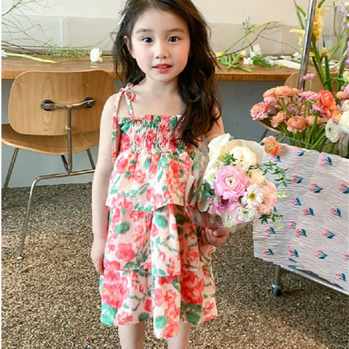 Girls Skirt Flower Crumpled Cake Skirt Dress Princess Skirt 24 Summer Clothing New Foreign Trade Children's Clothing Dropshipping