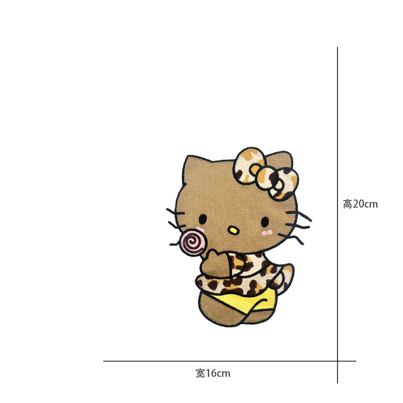 Cartoon al por mayor bordado por computadora kt pegatinas de tela de gato Sanliogou diy pegatinas de parche tejido cesta de ropa adorno accesorios pegatinas