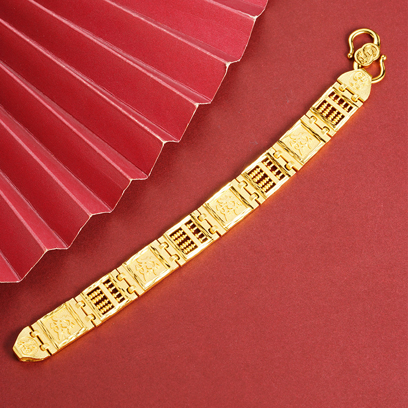Brazalete ábaco de oro vietnamita masculino temperamento auspicioso retro chino bronce dorado joyas de mano accesorios Yiwu al por mayor