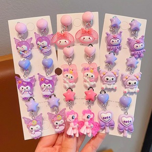 Girls Cute Kulomi Earrings 2025 New Children's Ear Clip Girls Super Cute Earrings Baby Jewelry