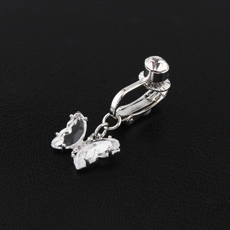 Nouveau piercing tendance avec cristal papillon, anneau de nombril, vente en gros et au détail transfrontalière en ligne, accessoire élégant et facile à porter pour les selfies._voghion.com