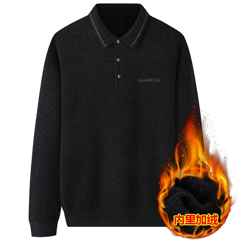 Fat Brother 2021 осенне-зимний Новый мужской свитер больших размеров с лацканами на флисовой подкладке, Мужская нижняя рубашка на флисовой подкладке