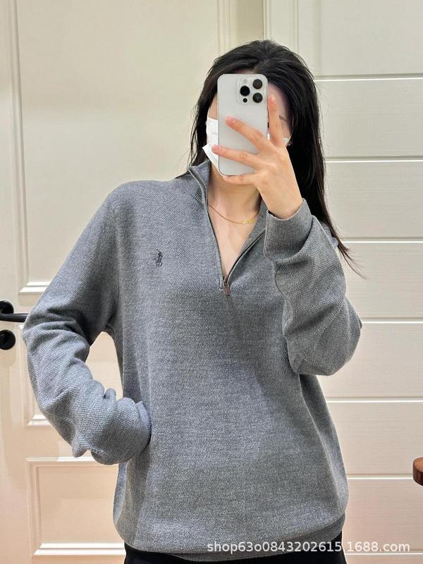 原厂高品质Ralph@拉夫25ss小马标刺绣半拉链立领针织衫男女款毛衣|undefined