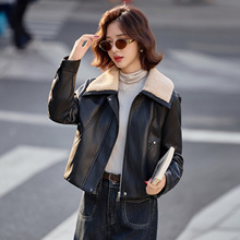 海宁真皮皮衣外套女2025新款羊羔毛领皮草白鸭绒绵羊皮羽绒服短款