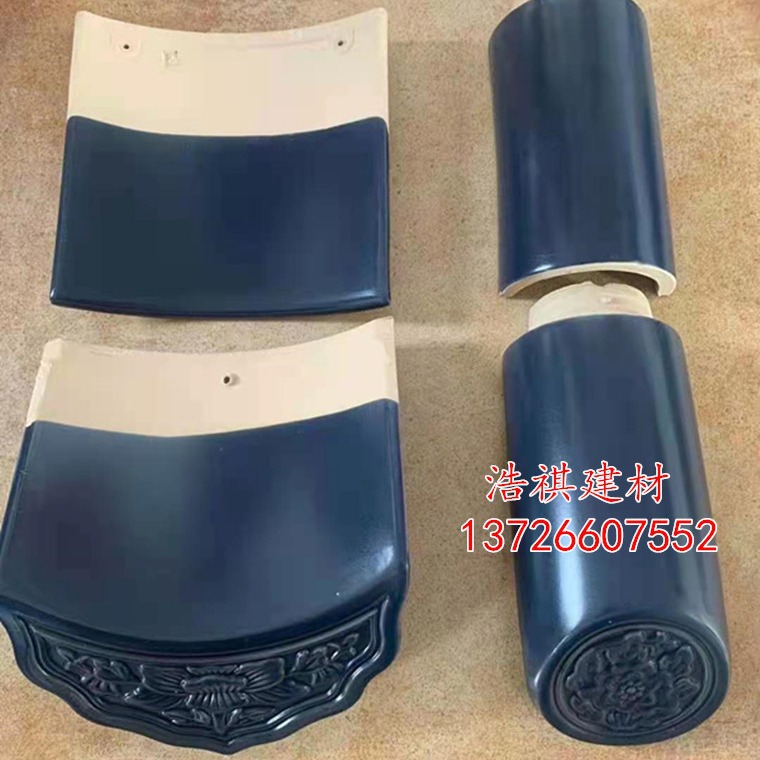 批发仿古屋面瓦 220×220蓝灰色琉璃瓦 酒店宾馆祠堂牌坊凉亭瓦片