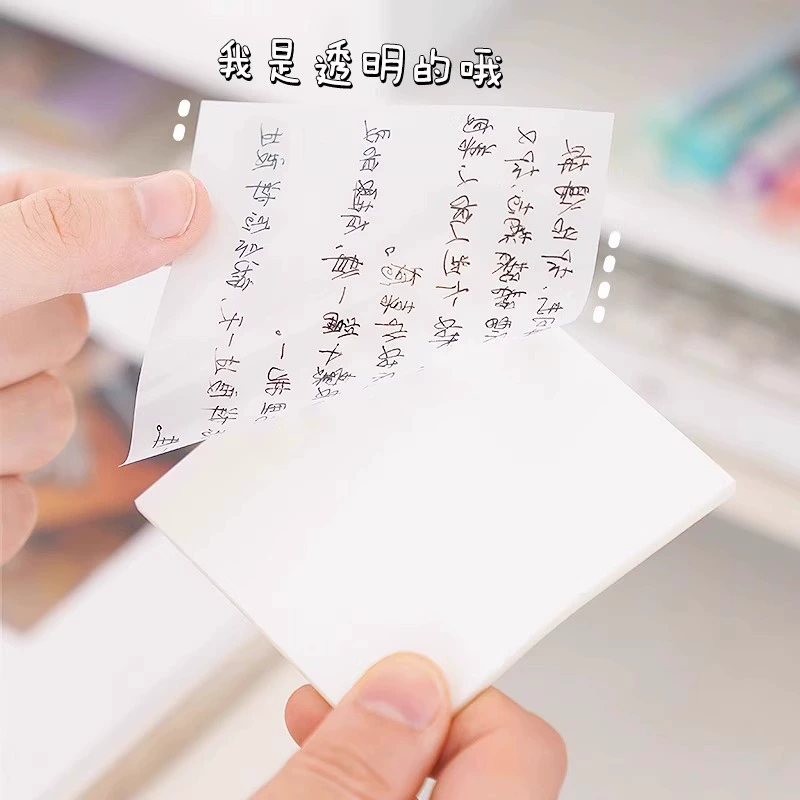 Transparent Sticky Notes, 50 Sheets Pack, Removable Adhesive Bookmarks — Square or Rectangular