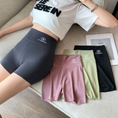 女性用安全パンツ、露出防止、夏に屋外で着用可能、薄い伸縮性のあるシームレスな通気性のあるヨガスリーポイントパンツ、スリムフィットボトムショーツ