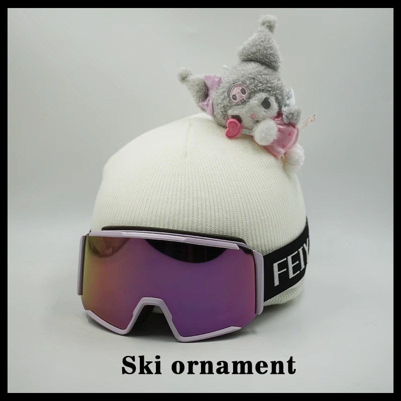 Gray Kuromi Winter Warm Hat Cover Handmade Ski Helmet Cover Windproof