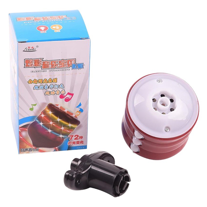 Trompo Electrónico Imitación Madera de Plástico Luminoso, Musical, Eléctrico para Niños