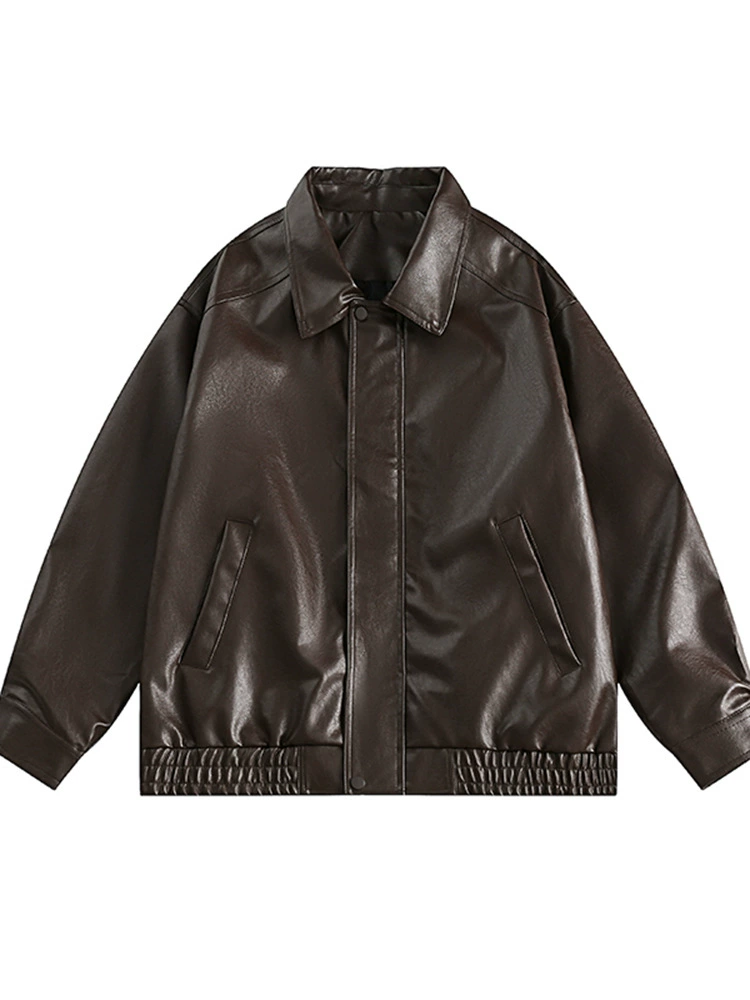 Jacket, polyurethane oversize, American retro style, high-quality oversized fit