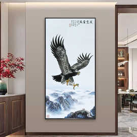 大展宏图壁画老鹰国画鹰画雄鹰展翅挂画办公室墙画书房玄关装饰画