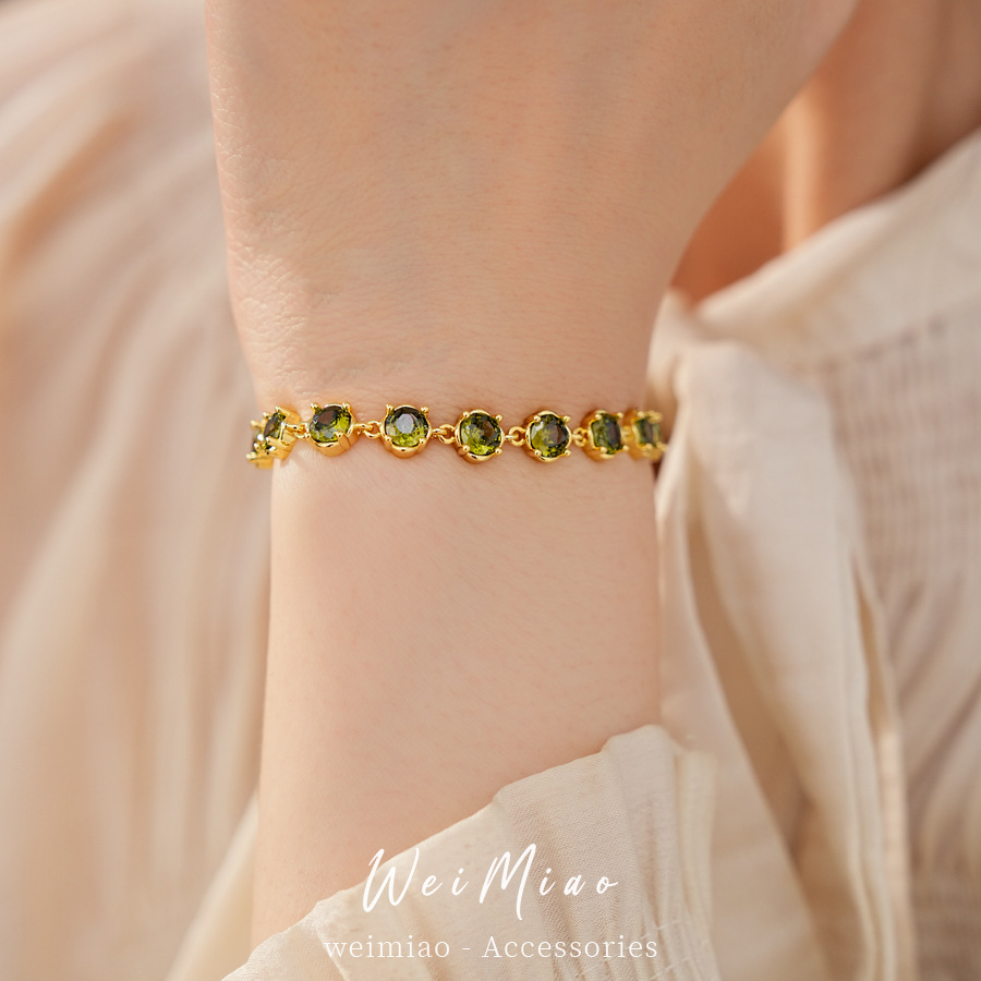 18 quilates de oro real pulsera de fichaje de piedra de diamante pulsera de lujo ligera nicho pulsera de alta calidad temperamento joyería de moda