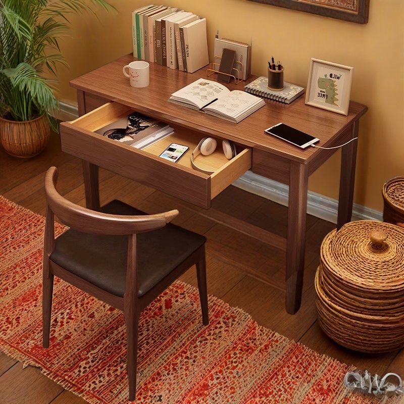 Simple Solid Wood Desk Bedroom Primary and Secondary School Student Writing Desk Small Apartment Computer Desk Home Adult Office Desk