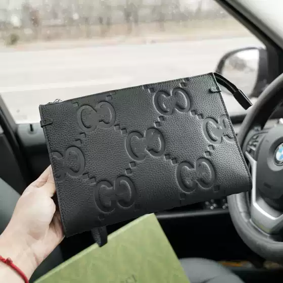 Geniune Leather Men's Clutch Bag 2025 New Embossed Letter Business Travel Bag