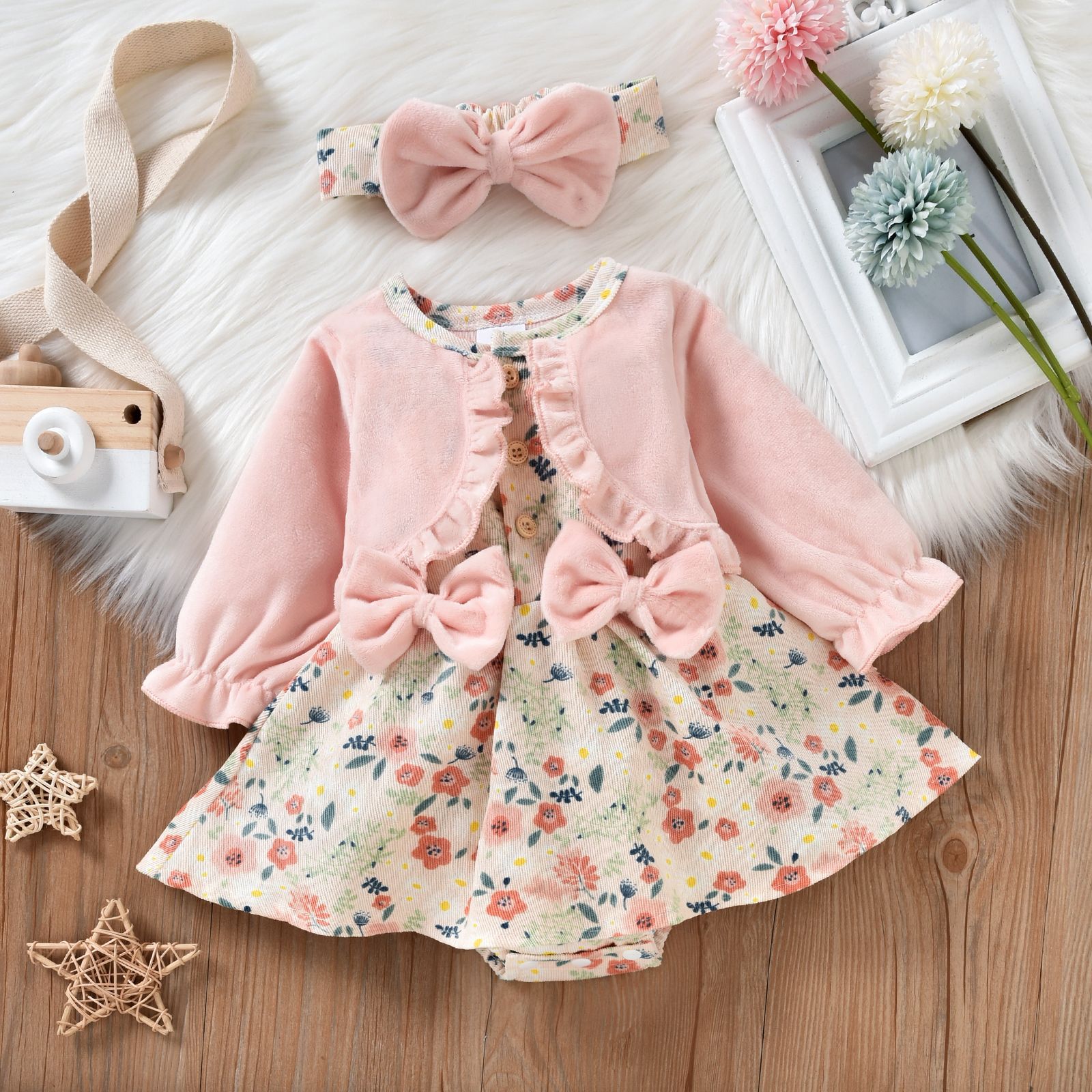 Fashion Style Fashion Flower Printing Cotton Blend Girls Clothing Sets