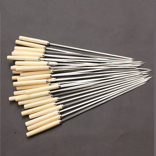 Stainless steel flat skewers thickened outdoor barbecue needle mutton skewers steel skewers iron skewers accessories tools household