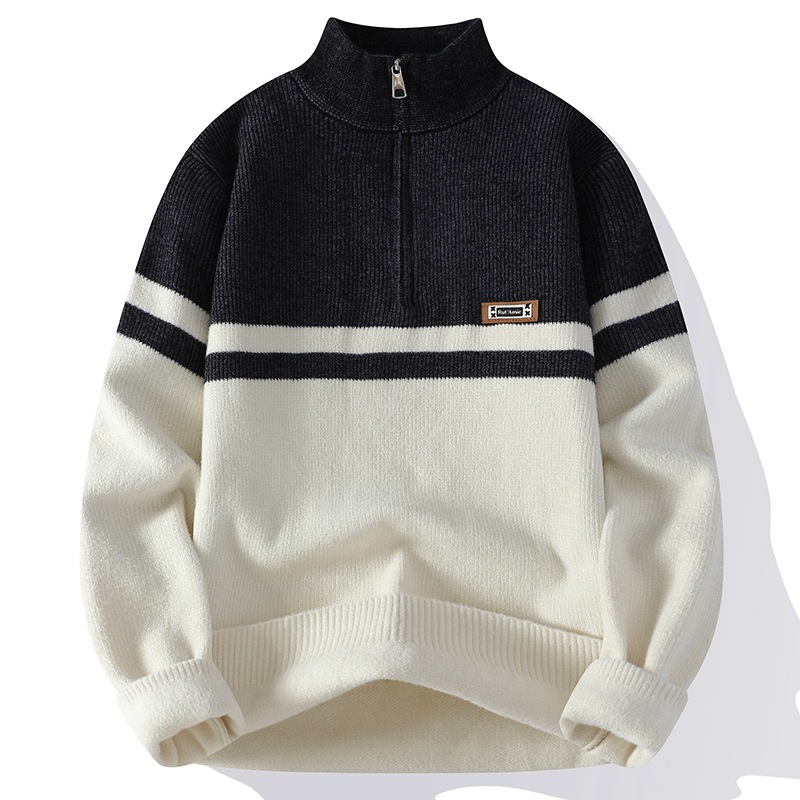 [Amazon Transfronterizo Comercio Exterior Agencia] Otoño e invierno de 2025 promueve suéter casual de punto suelto de semizilera para hombres