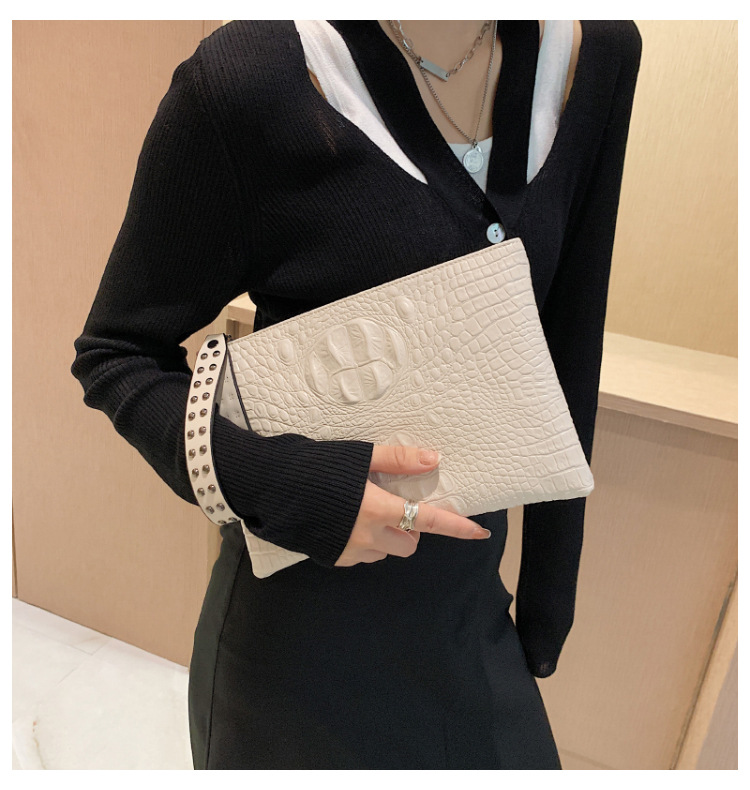 315g Weight Nylon Lining Material Zipper Closure Type Single Shoulder Strap Strap Type Clutch Bag Bags Type Business Occasion Pu Leather Material Solid Color Pattern All Seasons Season Women's Gender Business Style Medium Size Women's Medium Pu Leather Solid Color Business Zipper Clutch Bag 11