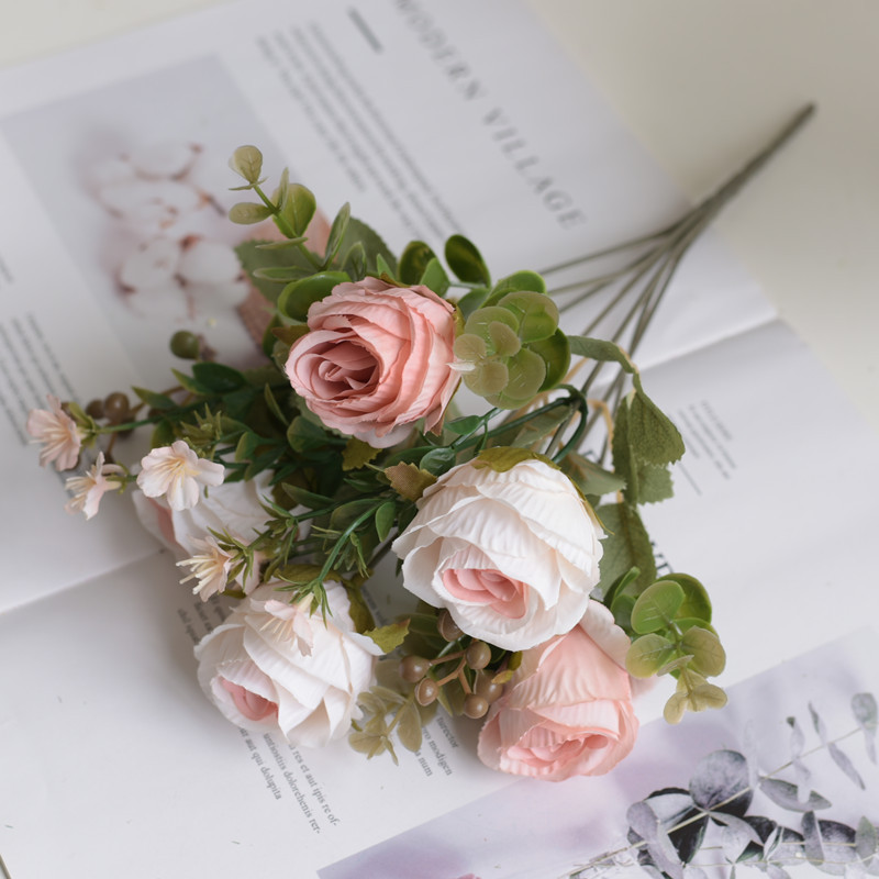 5 flores europeas imitación de rosa impera Mei mano rayo de props de fotografía decoración de mesa de comedor simple diseño de pared de flores moderno