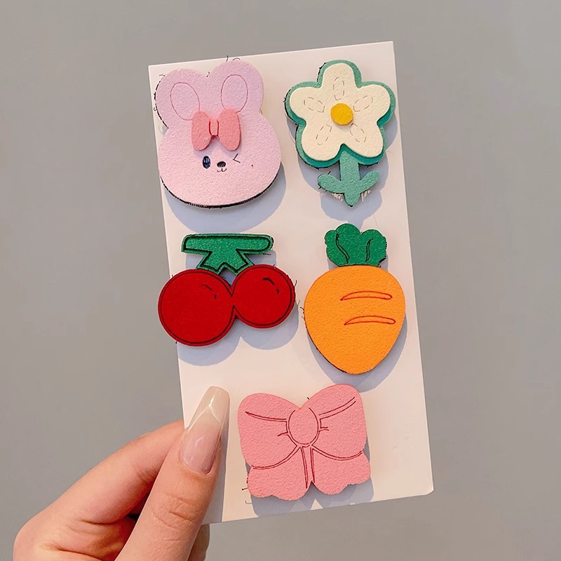 Niños lindos flores de dibujos animados clip para el cabello bebé pequeño clip no lastimar el cabello de la tela de la niña clip de borde de la mejilla