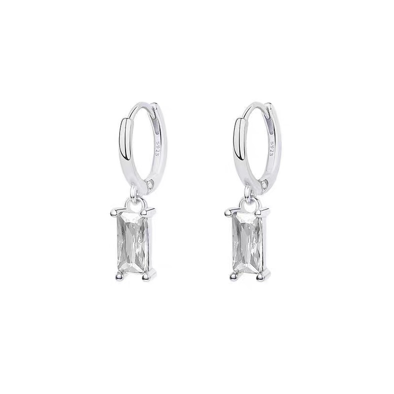 925 plata esterlina pendientes de zircón de color mujer Europa y América ligera de lujo cuadrados pendientes temperamento in pendientes pendientes de orejas
