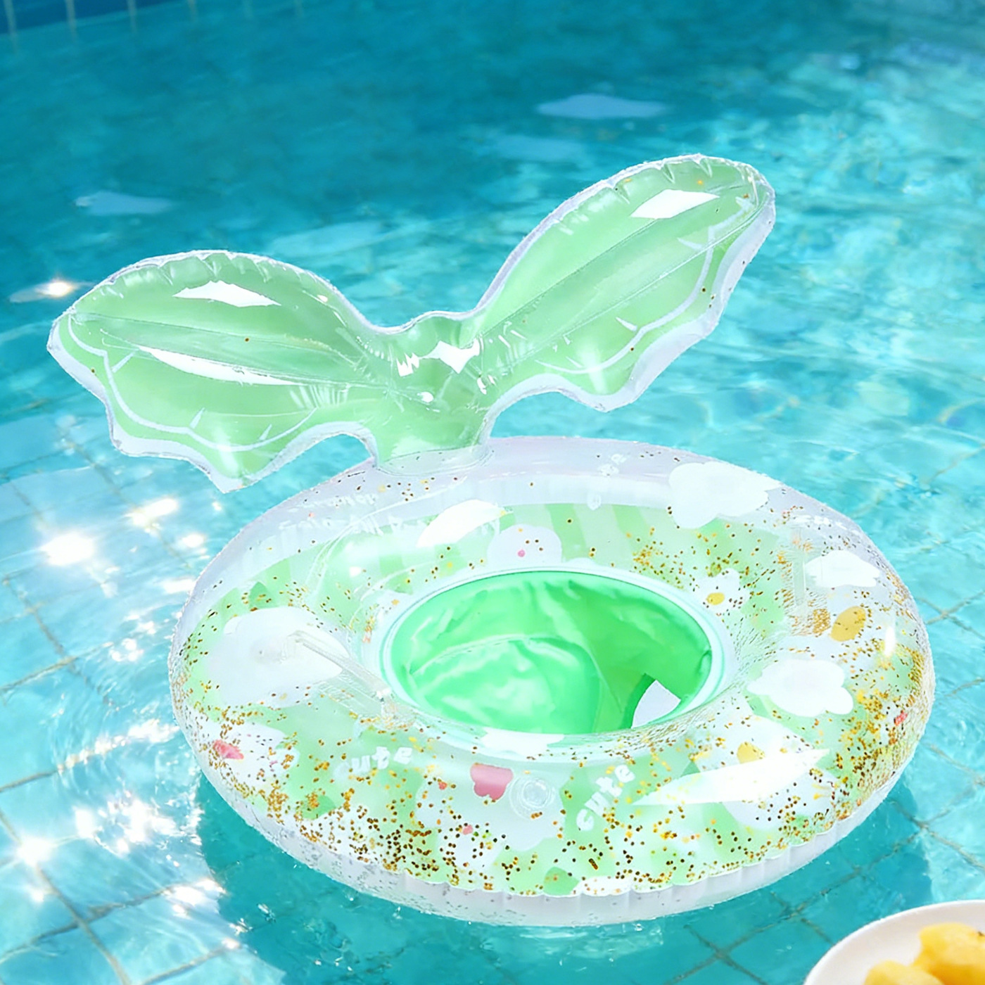 Red Daisy transparente anillo de natación de diafragma, anillo de natación infláble para adultos y niños, anillo de natación de piscina junto al mar