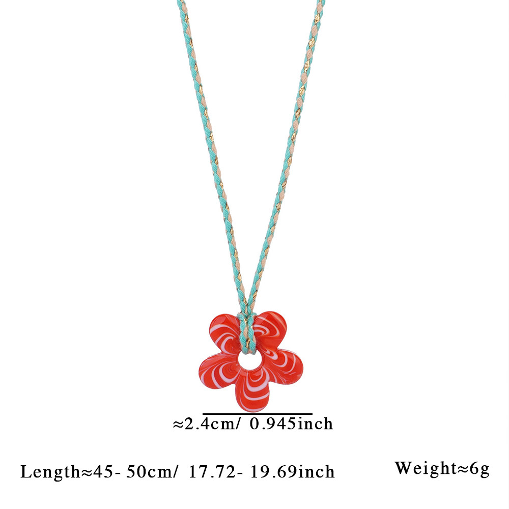 10g Weight glass Pendant Material Pendant Necklace Classification rope Chain Material Woven Chain Chain Type 1 Piece Quantity Holiday, Daily Occasion glass, rope Material Flower Pattern Women's Gender Plating Design Vintage Style, Classic Style Style Vintage Style Classic Style Flower Glass Rope Woven Chain Pendant Necklaces Wholesale 4
