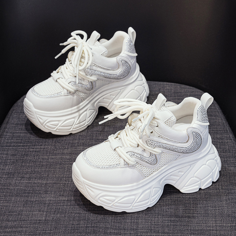 Giày sneaker nữ chunky đế dày tăng chiều cao phong cách hot girl mùa xuân 2026 — M2807 màu be, M2807 màu bạc, M2807 màu đen, M2807 Màu tím