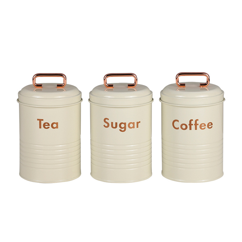 Tanque de clasificación de sellado de cocina de estilo nórdico transfronterizo personalizado con tapa a prueba de humedad tanque de almacenamiento de té rojo de metal de alto valor