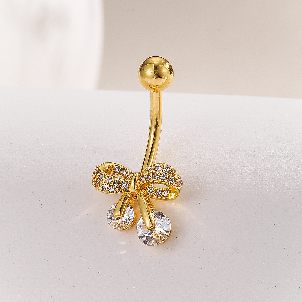 Piercing nombril en acier inoxydable avec papillon en zirconia_voghion.com