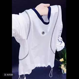 韩版洋气圆领时尚T恤女2026春秋新款休闲百搭宽松显瘦慵懒风上衣