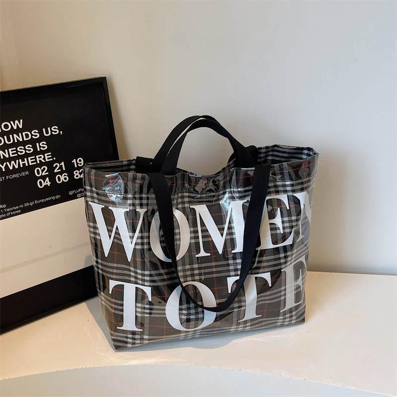 クロスボーダー起爆杜邦紙アルファベットトートバッグ2025新作透明シンプル大容量ハンドバッグレトロ女性カバン