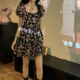 #548官图实价 野玫瑰碎花连衣裙女夏茶歇裙初恋裙a字裙子