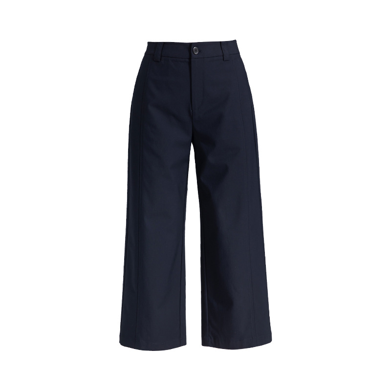 Quần culottes nữ ống rộng cạp cao dáng suông vải modal mềm mại — Xanh lông mòng đen
