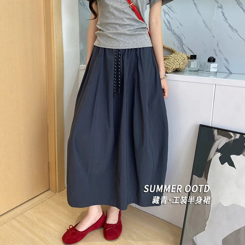 Pumpkin Mountain Women's Summer Thin Skirt 2026 New A-Line Long Skirt High-Waisted Slimming Drape Workwear Skirt