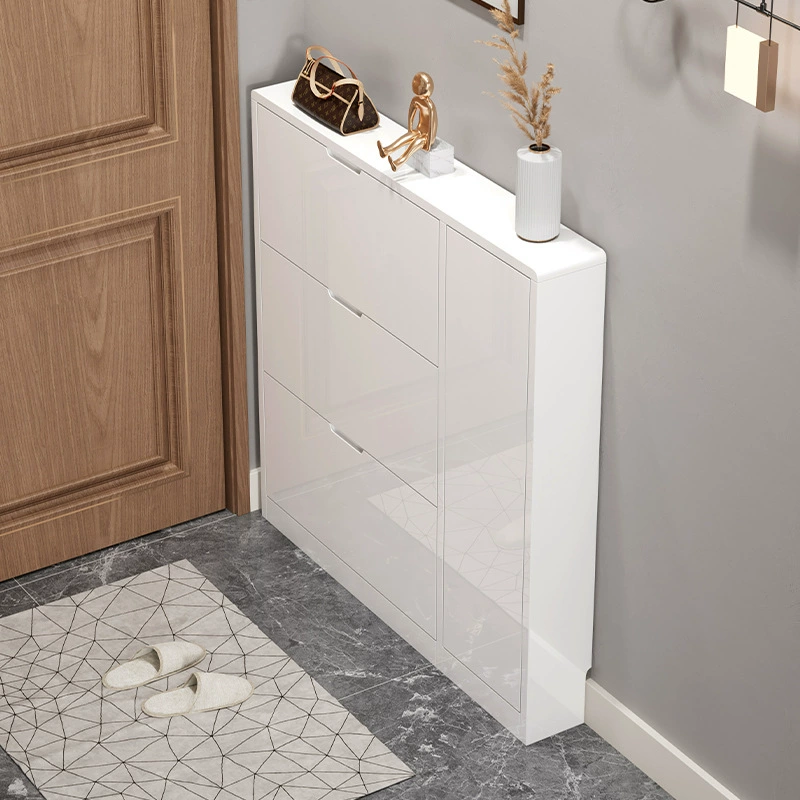 12cm Тонкий шкаф для обуви Villa Home Entry Многослойный дверной проем Фойе 17см Белый Стеллаж большой вместимости Простой.