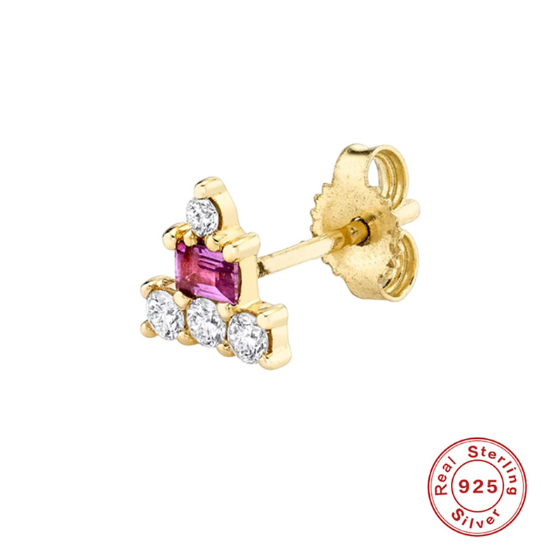 Mode Carré Gland Argent Sterling Placage Incruster Zircon Boucles D'oreilles 1 Pièce display picture 5