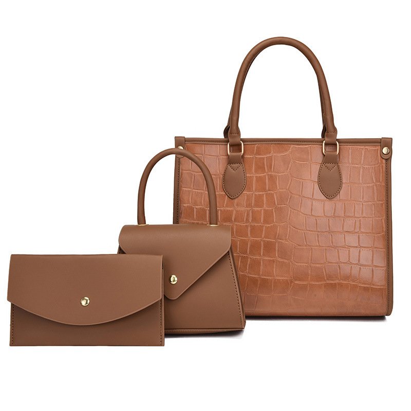New Style Tote Bag for Women, Handbag with Matching Pouch, Fashionable Retro Stone Pattern Shoulder and Crossbody Bag