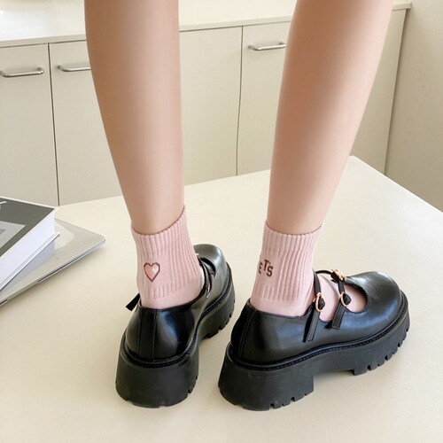 2024 Spring and Autumn New Women's Socks Japanese Girls White Love Socks Breathable Short Cotton Socks Zhuji Wholesale