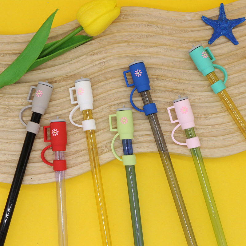 Amazon nueva cubierta de pajita creativa de goma blanda linda cubierta de pajita de taza de té 8-10mm tapa de pajita a prueba de polvo en stock