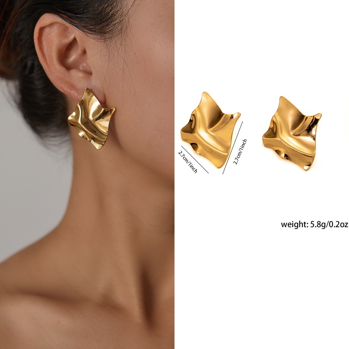 Pendientes de acero de titanio transfronterizos para mujer, lujo ligero, sentido de alta gama, temperamento retro de nicho, pendientes que no se desvanece, pendientes de todo fósforo al por mayor